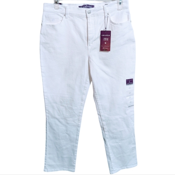 Gloria Vanderbilt Denim - Gloria Vanderbilt womens White Jeans sz 14 short classic rise tapered leg w-201